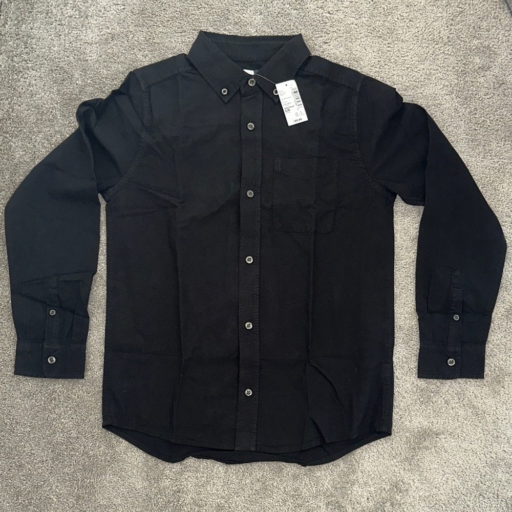 Boy Large Black Button Down Shirt